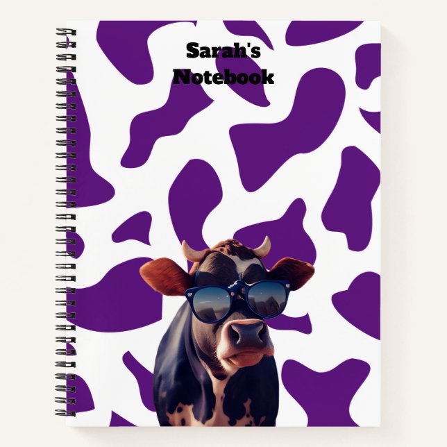 Carnet personnalisé d'impression de vache violette (Devant)