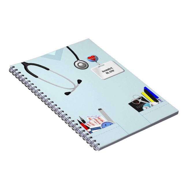 Carnet personnalisé d'infirmière bleu-clair (Côté Droit)