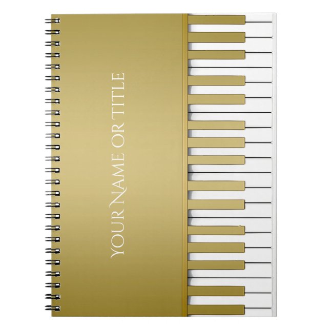 Carnet personnalisé d'or de clavier de piano (Devant)