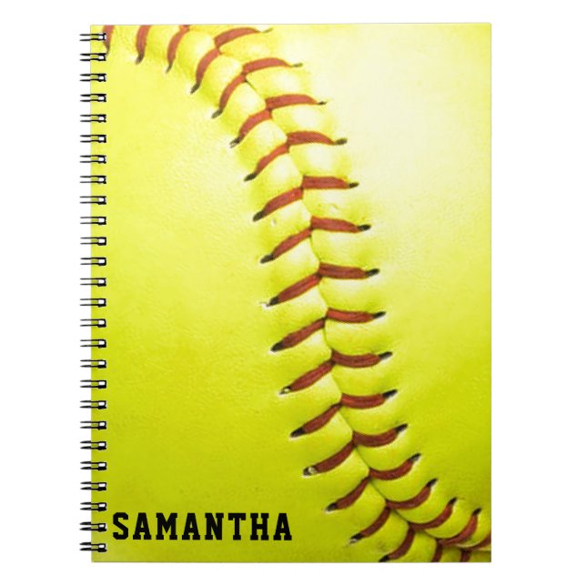 Carnet Personnalisé du softball jaune (Devant)