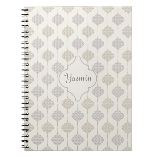Carnet Personnalisé Elégant Neutre Arabesque (Devant)
