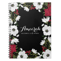 Carnet personnalisé en fleurs d'anémones rouges