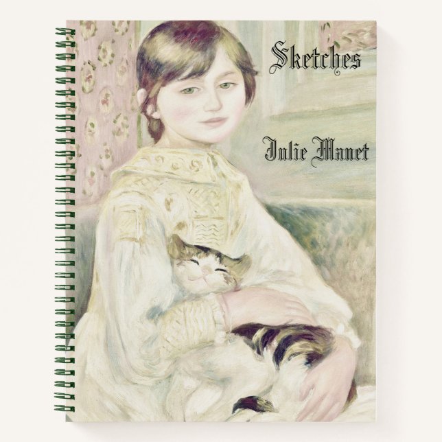 Carnet Personnalisé "Enfant avec chat" par Renoir Name Sk (Devant)