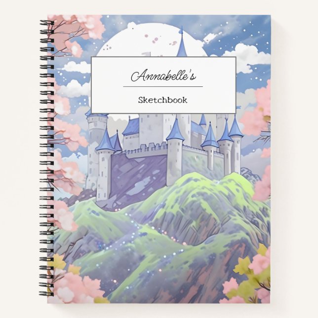 Carnet Personnalisé Fairytale Castle Pastel Aquarelle (Devant)