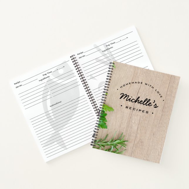 Carnet Personnalisé fait maison avec Love Recette Bois Ve (Intérieur)