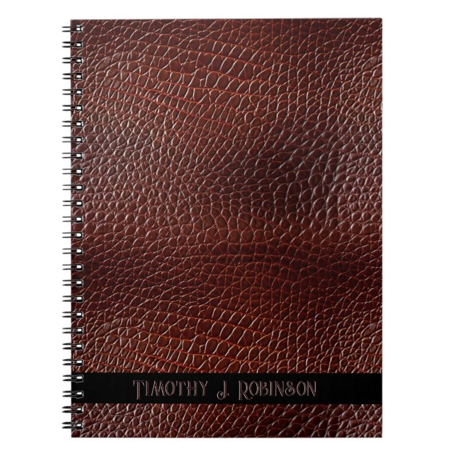 Carnet Personnalisé Faux Cuir Brown Embossé (Devant)