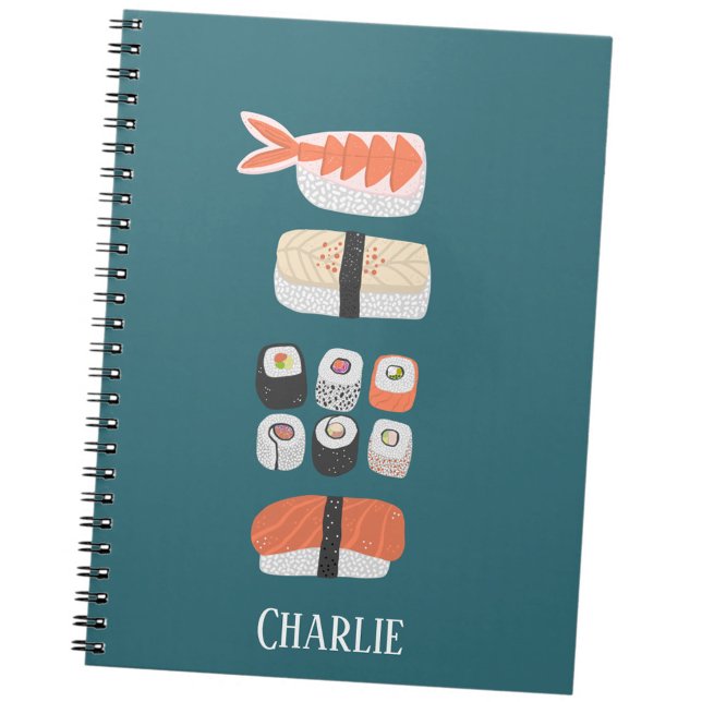 Carnet Personnalisé japonais Sushi Lover (Fun Japanese sushi food art personalized custom name notebook)