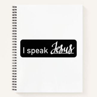 Carnet Personnalisé Je parle Jésus Noir & Blanc sur Blanc