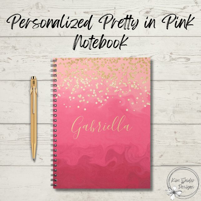 Carnet Personnalisé joli en rose avec or (Créateur téléchargé)