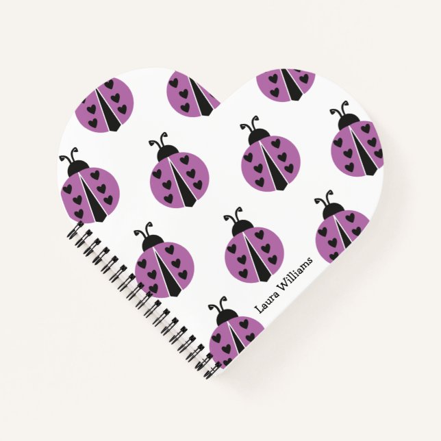 Carnet Personnalisé Ladybug violet moderne (Devant)