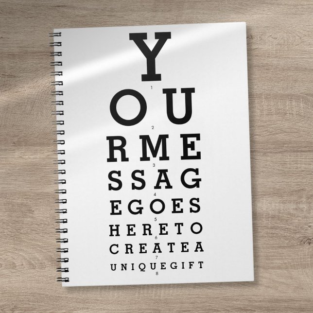 Carnet Personnalisé Message Personnalisé Opticien Graphiq (Personalized Custom Message Optician Chart Fun Notebook)