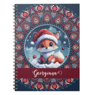 Carnet Personnalisé Noël mignon Kawaii Fox Dot Mandala