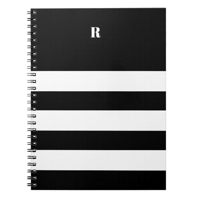 Carnet Personnalisé noir et blanc rayé (Devant)