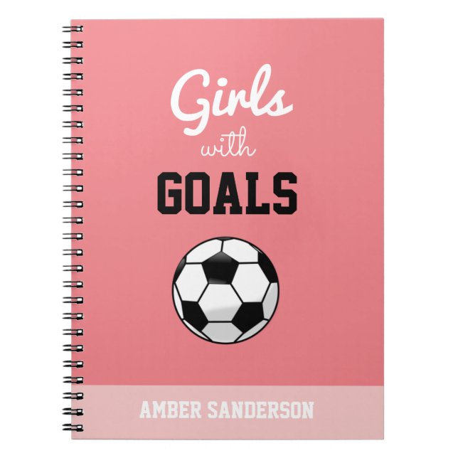 Carnet Personnalisé Nom Filles roses avec des buts Supers (Devant)