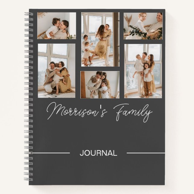 Carnet Personnalisé Nom Moderne tendance Script & Collage (Devant)