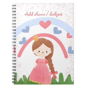 Carnet Personnalisé Nom/Sujet mignon Rainbow Love Princes