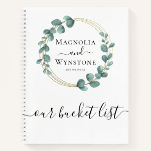 Carnet Personnalisé Notre liste de seaux Eucalyptus Gold 
