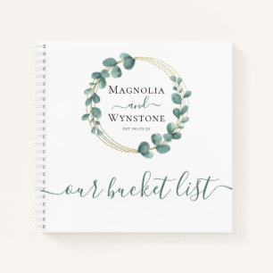 Carnet Personnalisé Notre liste de seaux Eucalyptus Gold 
