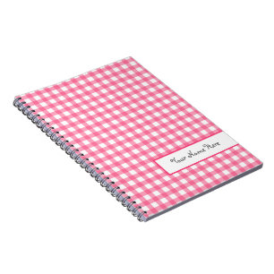 Carnet personnalisé par spirale rose de guingan