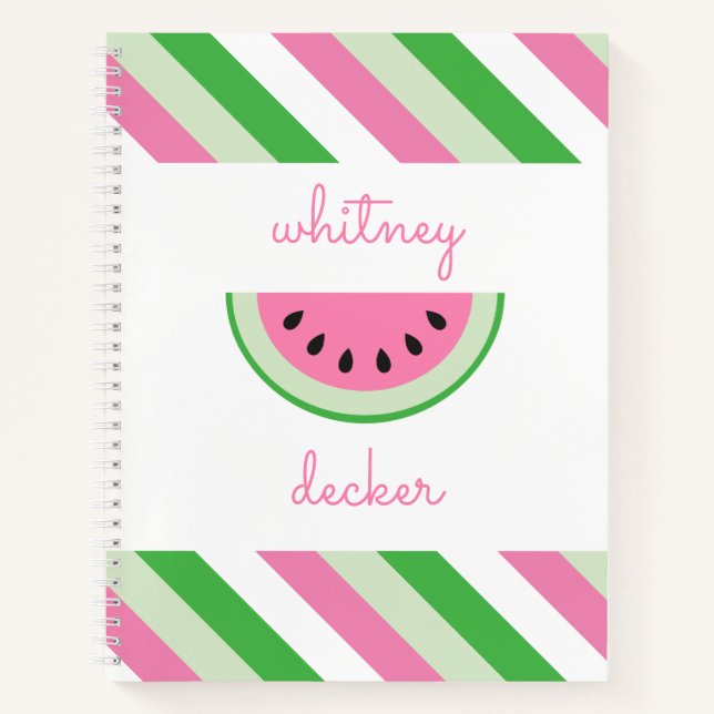 Carnet personnalisé Pink Watermelon Stripes (Devant)