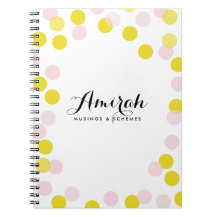 Carnet personnalisé Pois Confetti rose et jaune