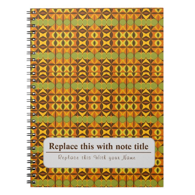 Carnet Personnalisé Retro Funky Orange Turquoise (Devant)