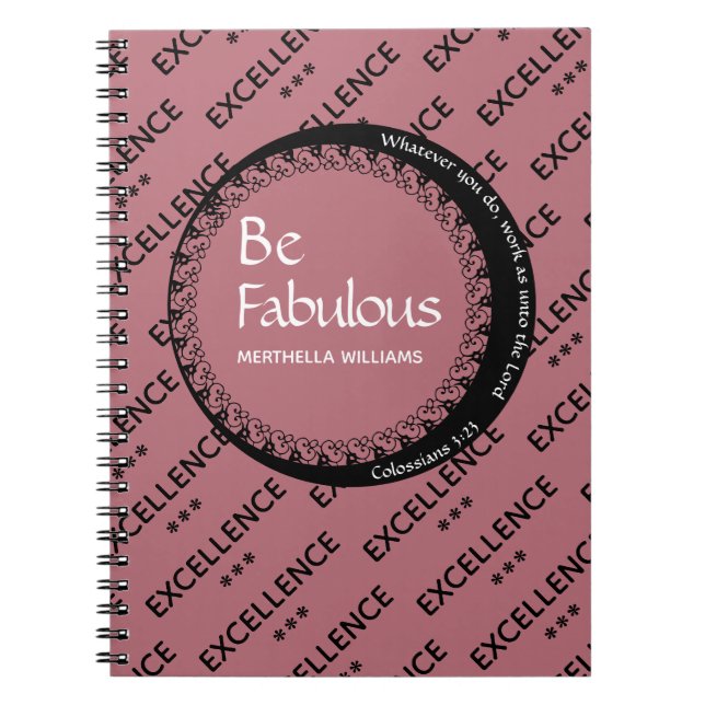 Carnet Personnalisé Rose rose FABULE MOtivation (Devant)