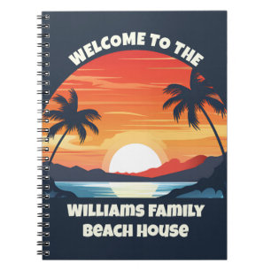 Carnet Personnalisé Sunrise Palm Trees Beach House Invité