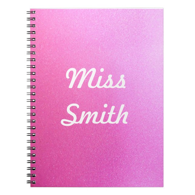 Carnet personnalisé toute étincelle rose nommée (Devant)