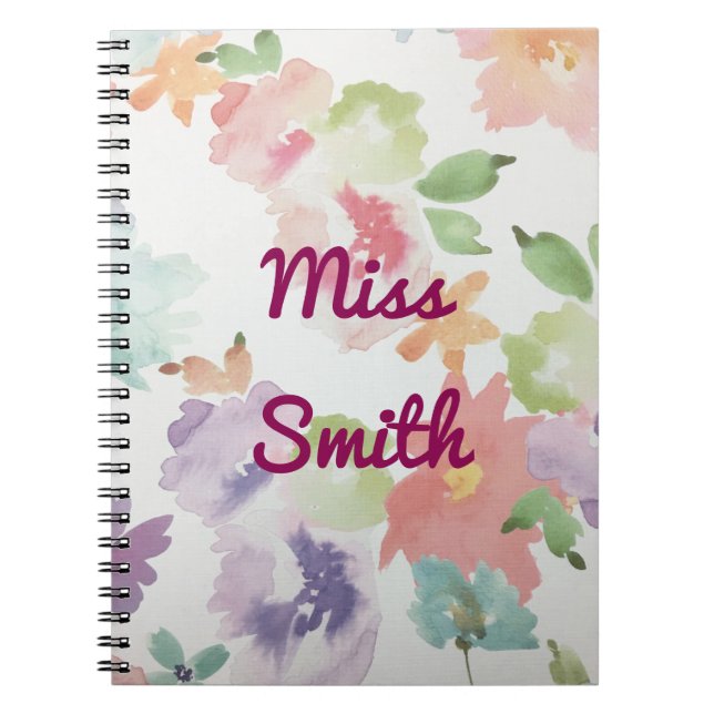 Carnet personnalisé toutes fleurs de couleur pour (Devant)