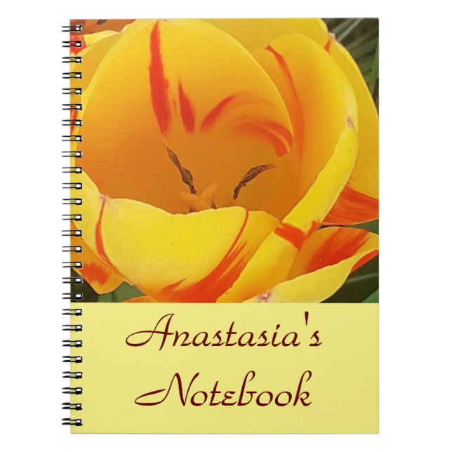 Carnet personnalisé Tulipe de printemps jaune (Devant)