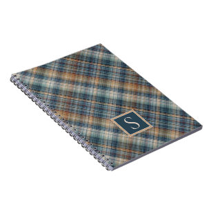 Carnet Personnalisé Turquoise Bleu Foncé Plaid En vichy M