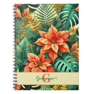 Carnet Personnalisé Vibrant Tropical Noël Poinsettia
