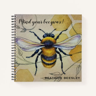 Carnet Personnalisé Vintage Bee No 1 et Honeycomb Art