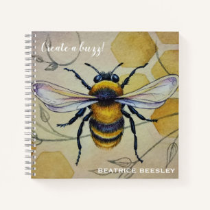 Carnet Personnalisé Vintage Bee No 1 et Honeycomb Art