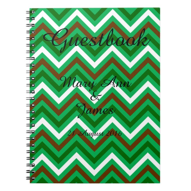 Carnet Personnalisé Zigzag Chevron Motif Vert Blanc (Devant)