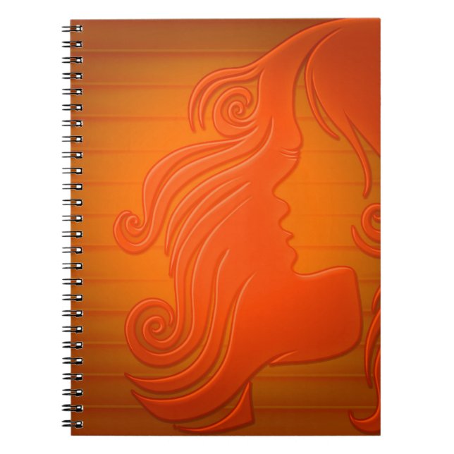 Carnet Personnalisée Orange Gold Femme Face Coiffeuse (Devant)