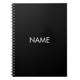 Carnet Personnaliser avec nom, texte minimaliste noir bla