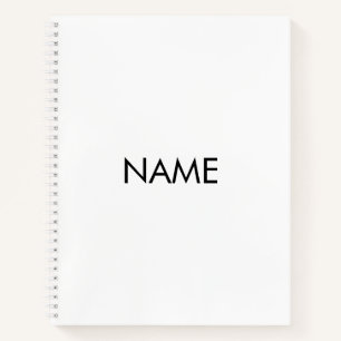 Carnet Personnaliser avec nom, texte minimaliste noir bla
