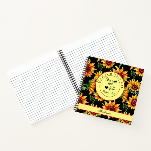 Carnet Personnaliser Dieu est dans son écriture tournesol (Intérieur)