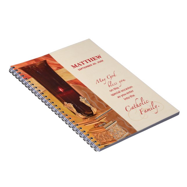 Carnet Personnaliser, Félicitations RCIA, catholique, rou (Côté Droit)