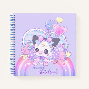 Carnet Personnaliser - kawaii mignon lapin chaton, violet