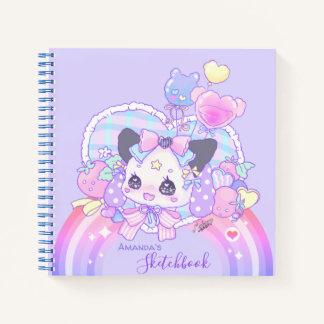 Carnet Personnaliser - kawaii mignon lapin chaton, violet