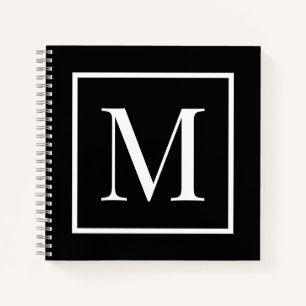 Carnet Personnaliser monogramme noir blanc   Tout arrière