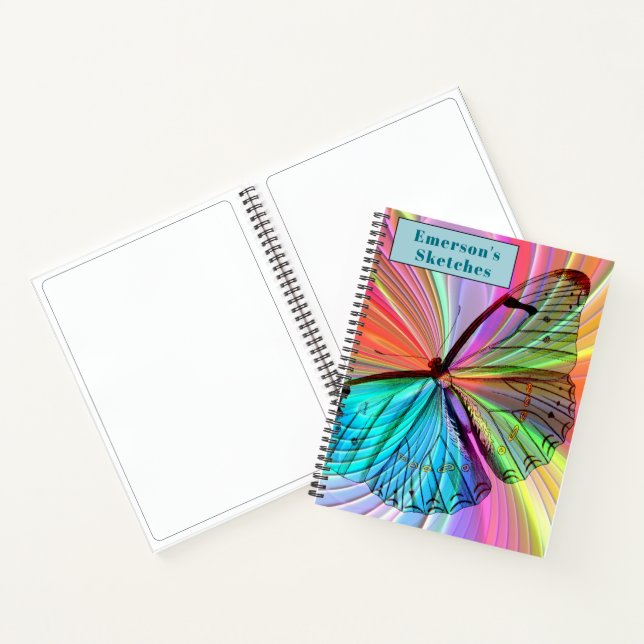 Carnet Personnaliser Personnaliser Rainbow Butterfly Sket (Intérieur)
