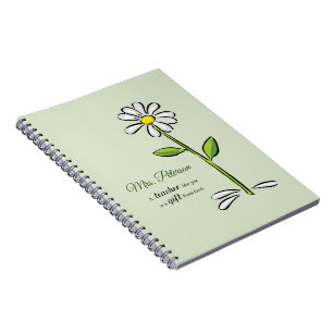 Carnet Personnaliser, remerciement professeur, fleur reli