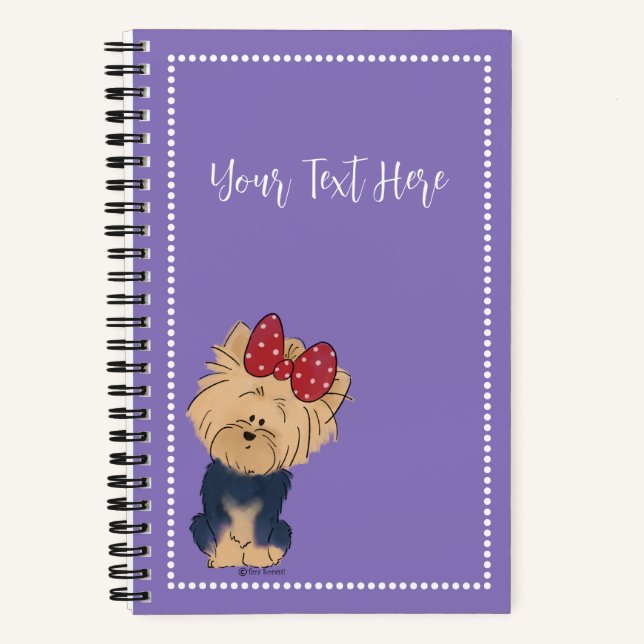 Carnet Personnaliser Sweet Yorkie avec Bow Custom (Recto)