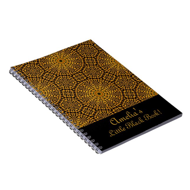 Carnet Personnalisez Pretty Gold et Black Dot Art Motif (Côté Droit)