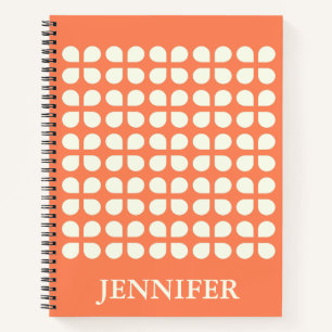 Carnet Pétales modernes du milieu du siècle en orange Per