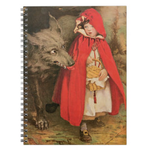 Carnet Petit chapeau rouge vintage et grand loup méchant